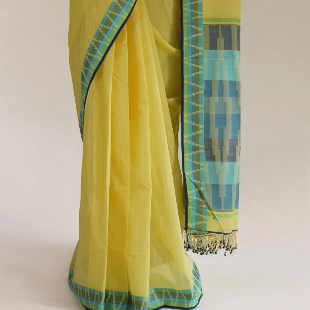 
                      
                        Yellow - Gopuram Motif Organic Cotton Saree
                      
                    