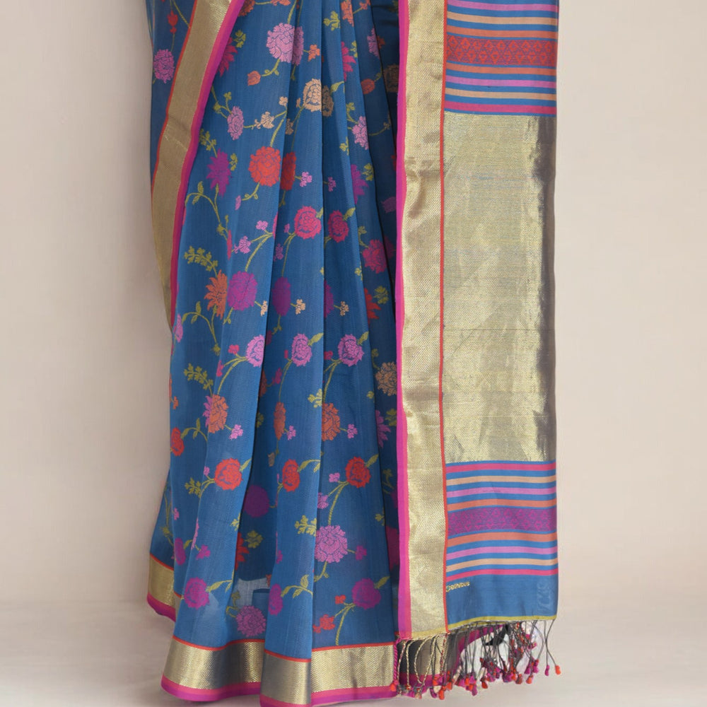 
                      
                        Blue - Gilded Grove Organic Cotton Saree
                      
                    