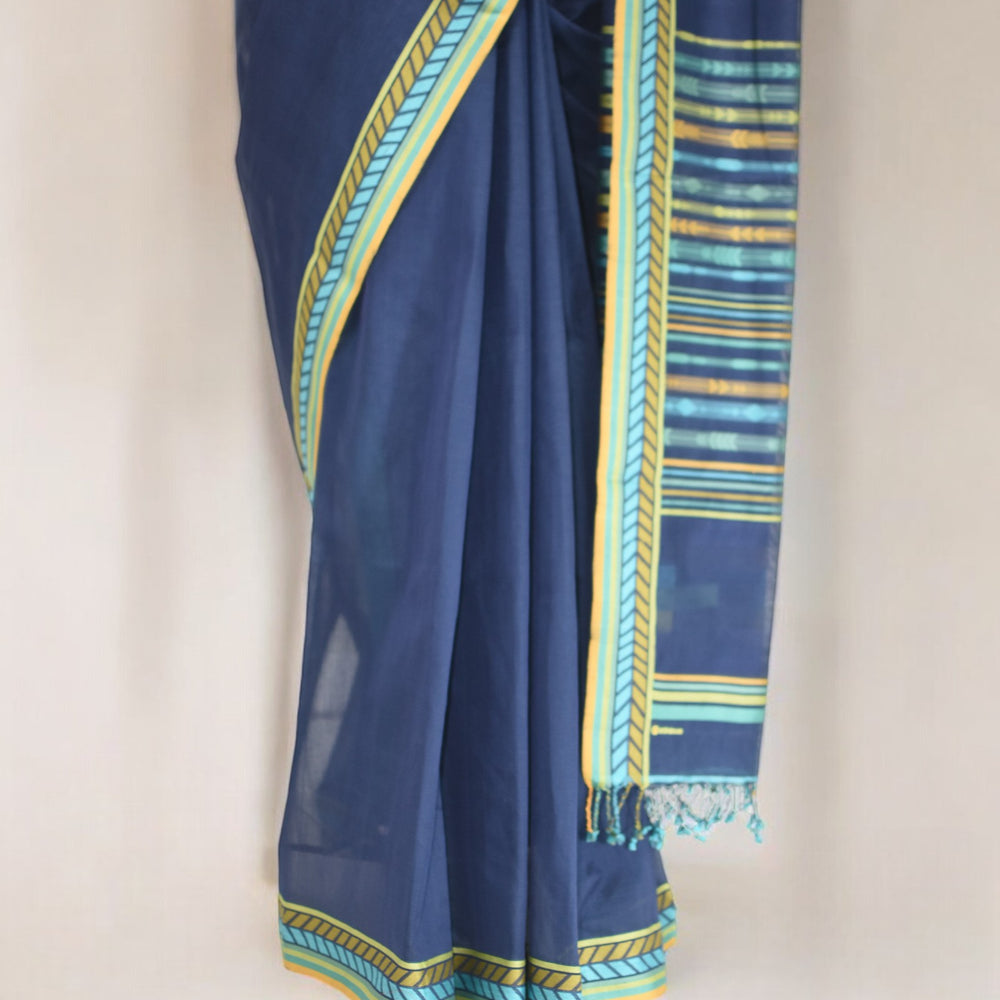 
                      
                        Indigo Blue - Arrowed Opulence Organic Cotton Saree
                      
                    