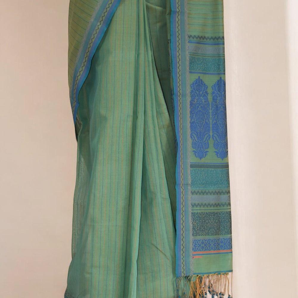 
                      
                        Green - Floral Butta Organic Cotton Saree
                      
                    