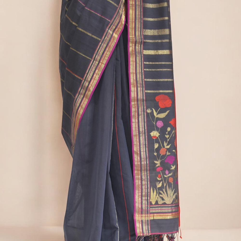 
                      
                        Brown Radiant Poppy Organic Cotton Saree
                      
                    