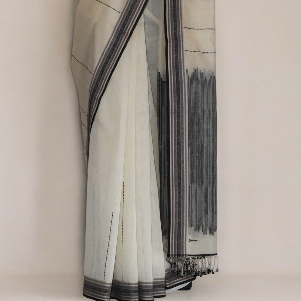 
                      
                        Off-White - Irregular Lines Motif Organic Cotton Saree
                      
                    