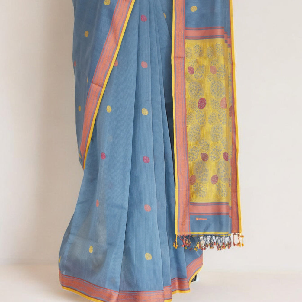 
                      
                        Blueish Grey - Cactus Motif Organic Cotton Saree
                      
                    