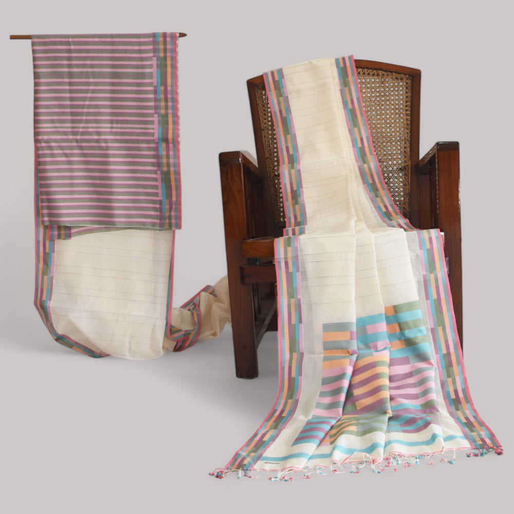 
                      
                        Off-White - Rectangle Quilt Organic Cotton Saree
                      
                    