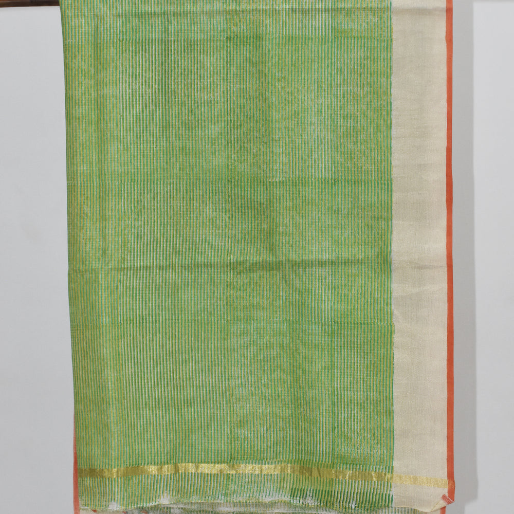 
                      
                        White & Green - Screen Printed Organic Cotton Saree
                      
                    